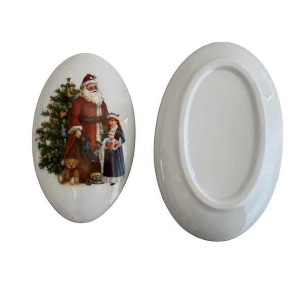 Reutter Santa Claus Lidded Trinket Box White Christmas Tree Germany Gift - Picture 6 of 14